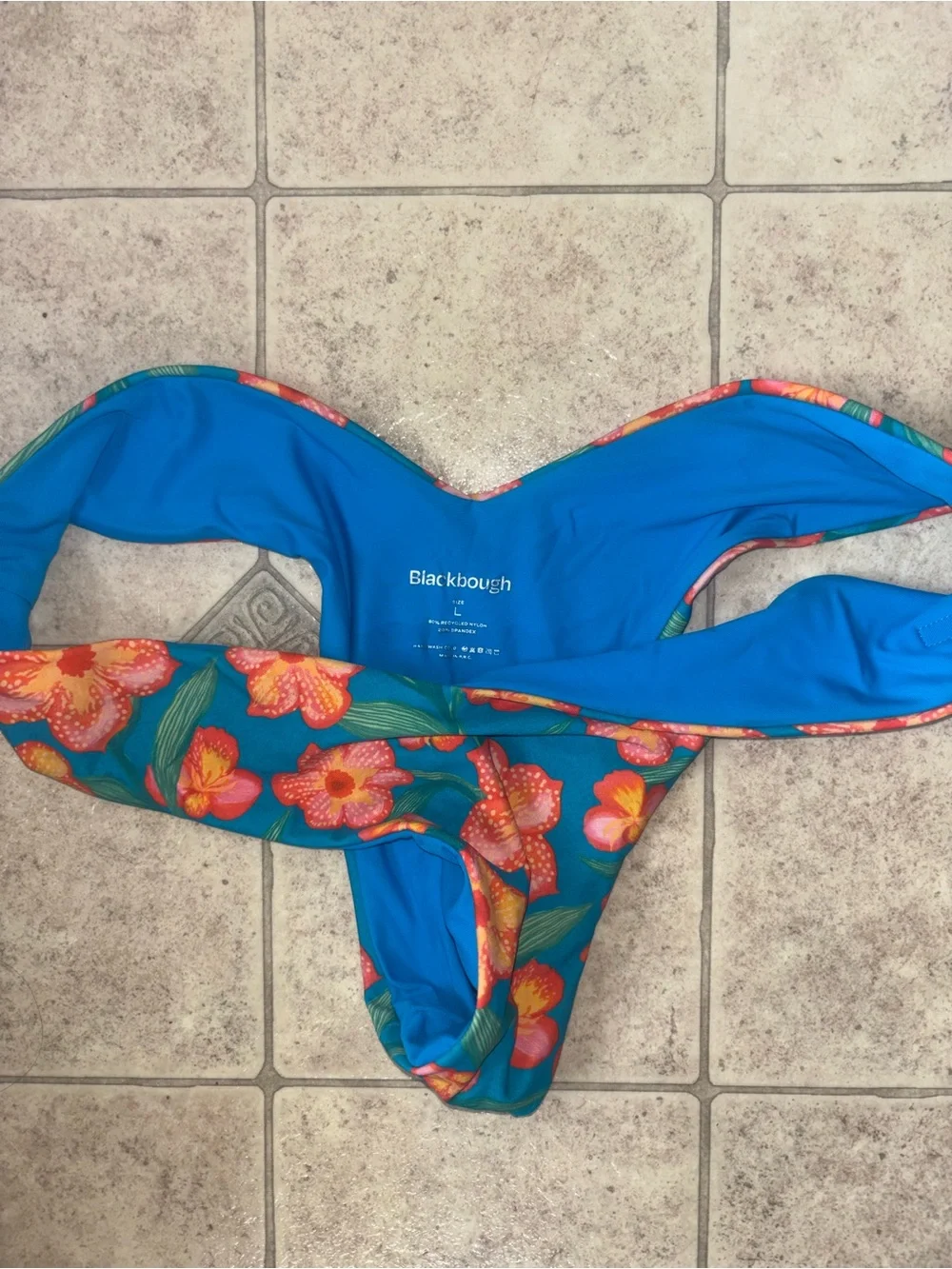 Blackbough Blue Floral Tie-Halter Bikini Set with Sarong and Dust bag